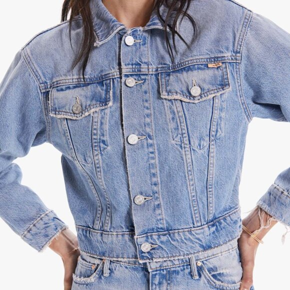 SOLD ⬇️ MOTHER Denim the Big Shorty Jean Jacket Size XL - Picture 2 of 10